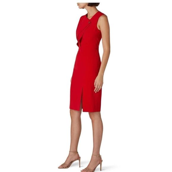 Jason Wu Designer Red Front Snap Sheath Dress Size 6 - Picture 5 of 12